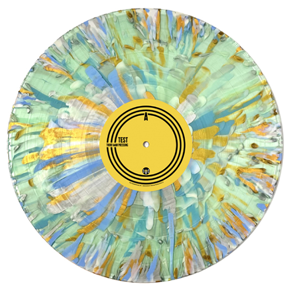 Splatter color vinyl on white background